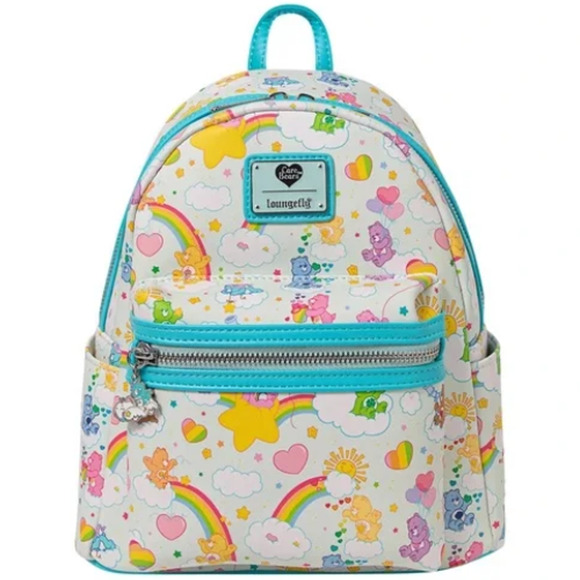 Loungefly Care Bears Mini Backpack AOP Rainbow NEW - Picture 1 of 3